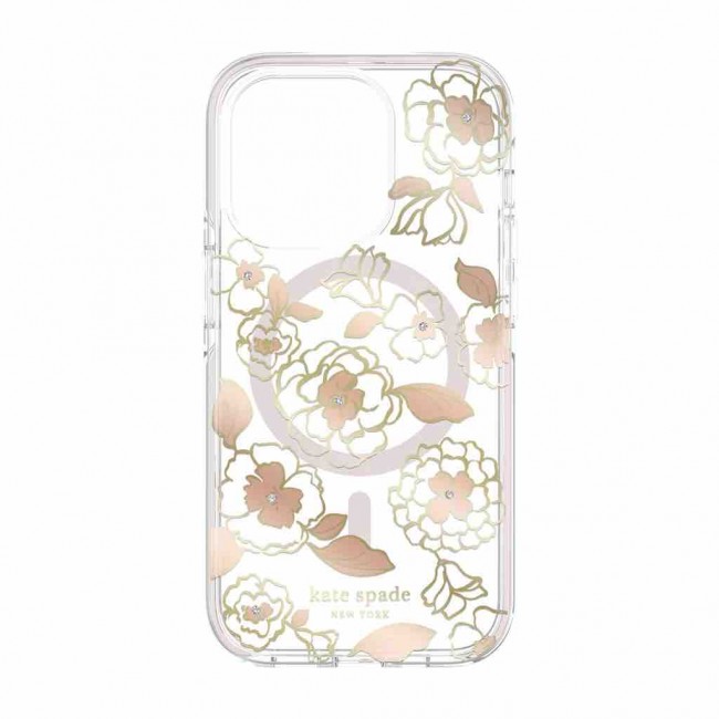 kate spade new york Defensive Hardshell Case with MagSafe for iPhone 14 and  iPhone 13 - Gold Floral