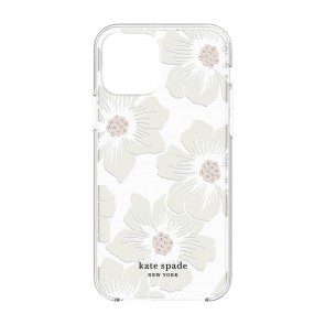 Kate Spade New York Protective Hardshell Case (1-PC Comold) for iPhone 12/iPhone 12 Pro - Hollyhock Floral Clear/Cream with Stones